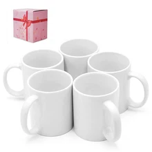 

11oz Blank Ceramic Mugs Blank Coated Cup Sublimation Blanks Mugs Classic Cup for Coffee Milk Hot CocoaTea Coffee Mugs Set of 6