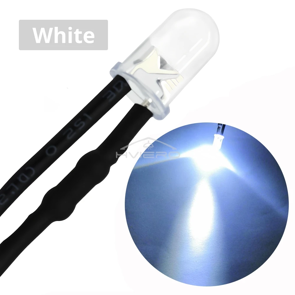 Fil UL] Chanzon 20 pcs Pré-câblés 5mm Lentille Bleue Diode LED Lumières Bleues (Lentille Ronde
