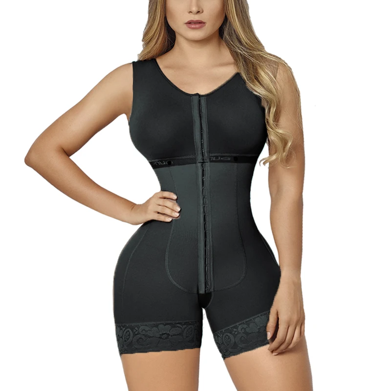 Fajas Corset Femme Sleeveless Short Breasted Body Shaper Firm Control High-Thight Shapewear For Women Eye N Hook Fat Burner