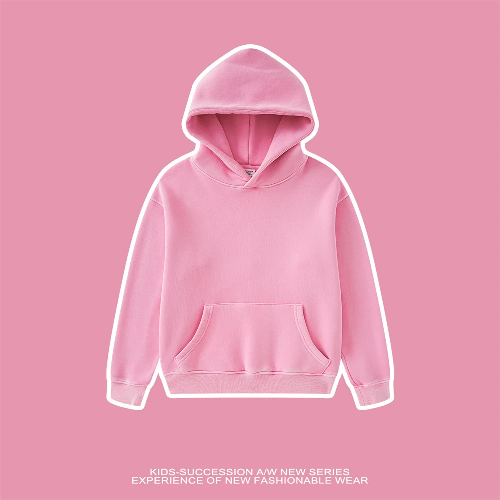 ZODF Kids New 2023 Washed Fleece Hoodies Retro Children Girls Boys Loose 355gsm Comfortable Warm Pullovers Streetwears KH0020 6