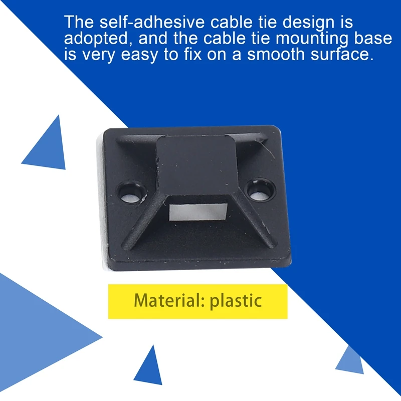 100 Pcs Self Adhesive Cable Tie Mount Base Holder 20 x 20 x 6mm cable tie organizer,cable tie mounts