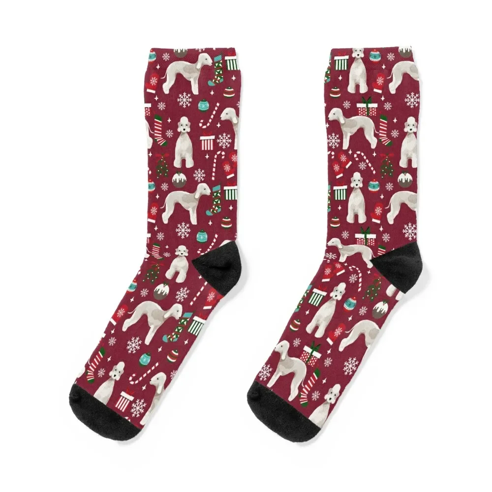 

Bedlington Terrier christmas dog pattern gifts dog breed pet friendly design Socks heated gift hiphop Men's Socks Women's