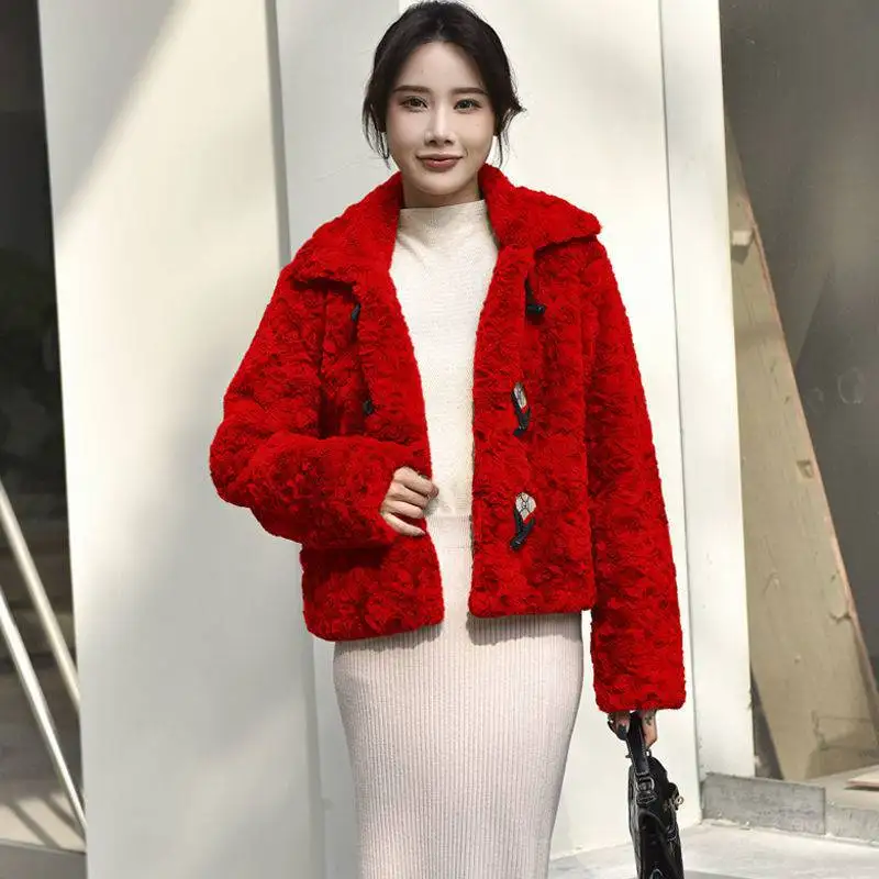 Winter New Women Faux Fur Coat Loose Plus Size Mink Printed Plush Short Outwear Fashion Casual Thicken Warm Temperament Outcoat