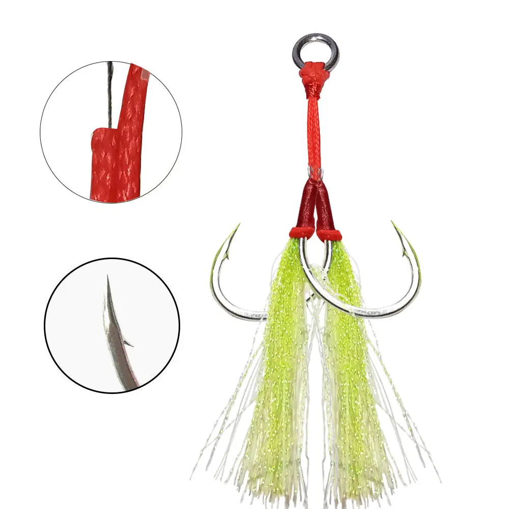 

AS Jig Hooks Soft Steel Stainless Wire Barbed Hooks Sea Fishing Assist Lure Glow Hook Jigging Tackle Carbon Pesca Leurre Hook