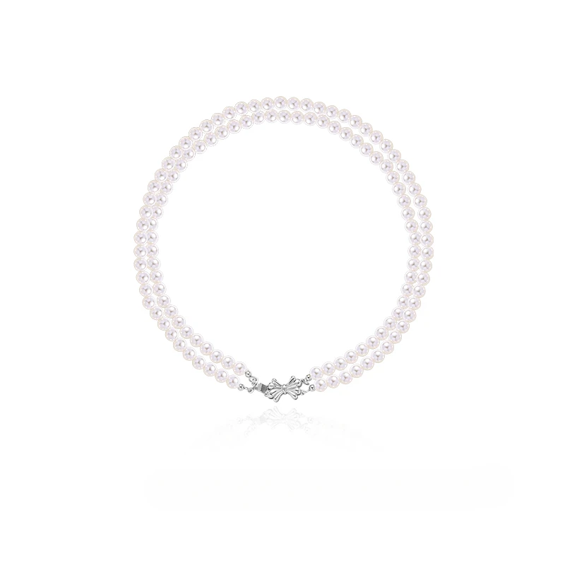 

Bownotearl necklace for women, light luxury and niche, high-end feeling, double layer sweet and cool eck chain, collarbone chain