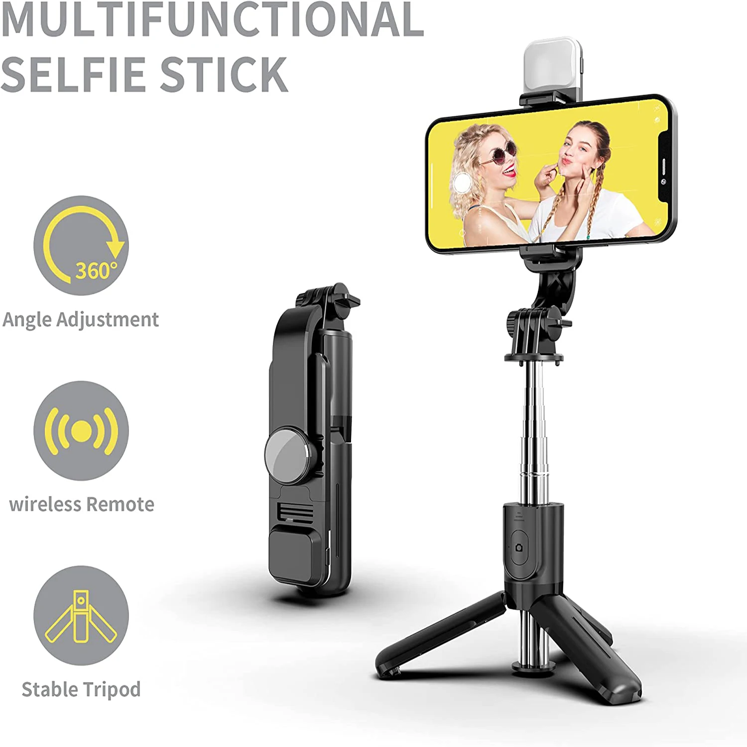 Selfieshow Mini Fill Light Phone Holder 75cm Wireless Bluetooth Portable Tripod Selfie Stick Stand For Live Broadcast Huawei