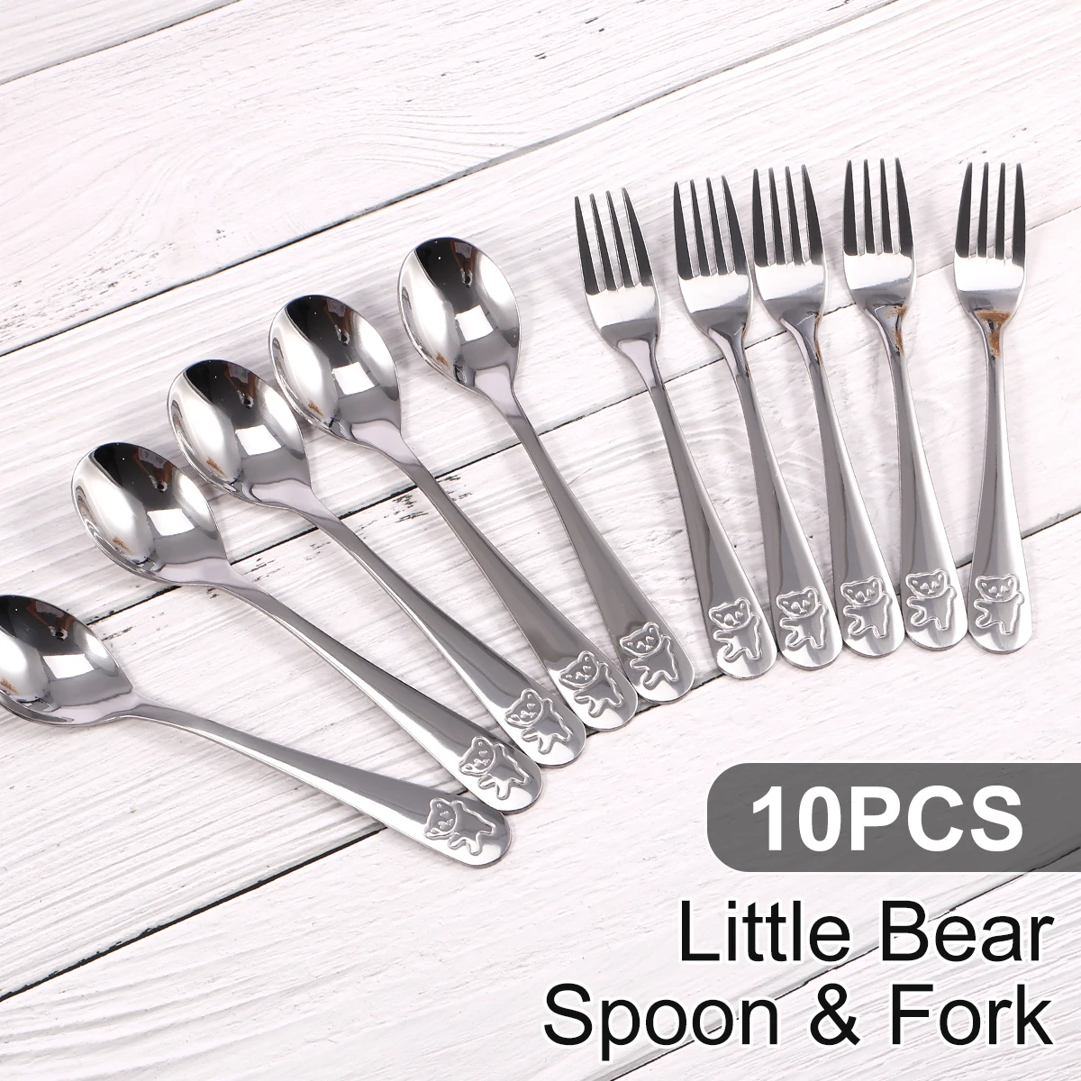 Kids Fork and Spoon Set 10Pcs 410 Stainless Steel Dishwasher Safe stainless steel spoon fruit fork silverware set