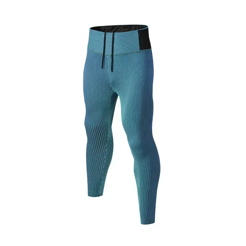 Marathon Running Tights Men's Gym Compression Pants Pockets Elastic Yoga Leggings Sports Fitness Double Deck Workout Trousers