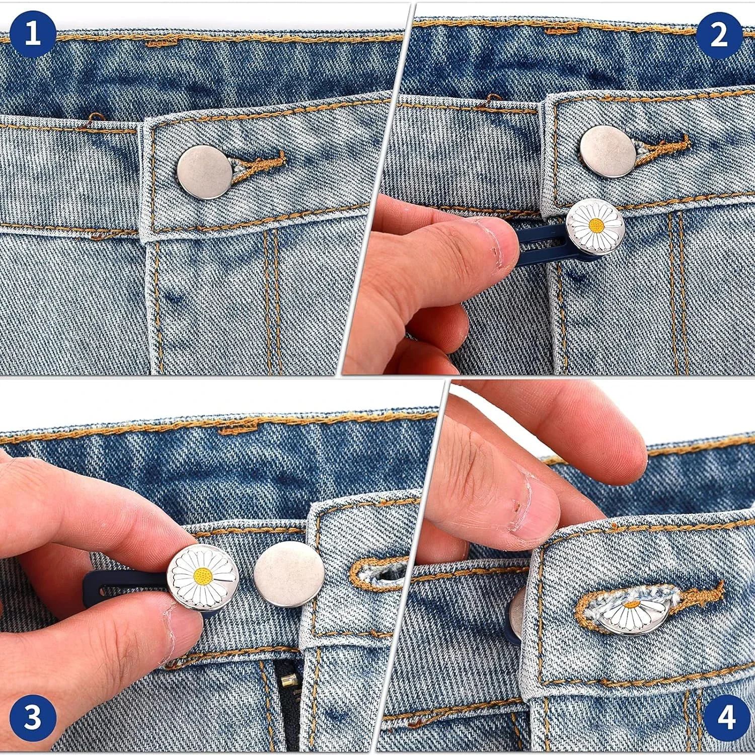 8 Stück Knopfverlängerungen für Damen und Herren, Hosen, Jeans, Taillenverlängerung, Knöpfe, Hosen-Expander-Knöpfe, sofort und einfach zu bedienen – Detail 1