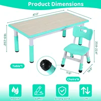 Zones fa-Table rectangulaire pour enfants avec 6 chaises, ensemble de table multi-activités réglable pour tout-petits, bureau d'art et d'artisanat pour 2-10 ans, recommandé 3