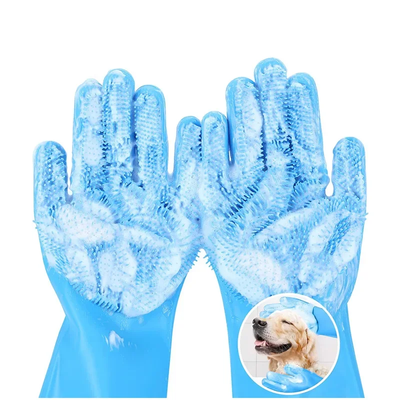 Dishwashing Cleaning Gloves Household Magic Silicone Rubber Dish Washing Gloves Kitchen Cleaning Tools Pet Bathing Safety