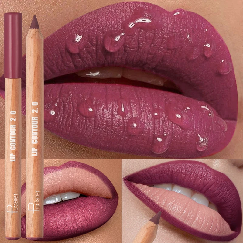 Nude Brown Lipliner Pen Wooden Matte Lip Liner Waterproof Lipstick Pencil Easy To Wear Non-stick Cup Lip Contouring Pen Cosmetic 4