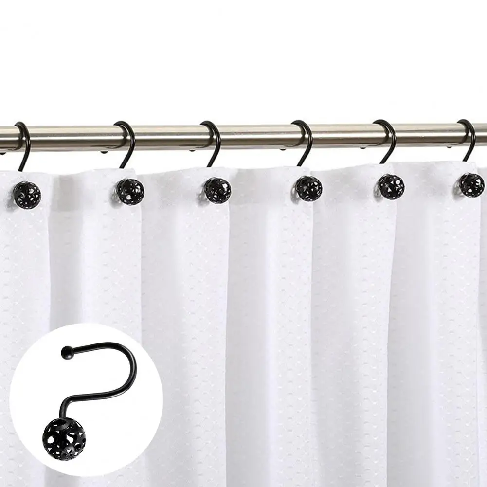 

Shower Curtain Hook 12Pcs Creative Rustproof Reusable Washroom Bathroom Curtain Rod Hooks Household Supplies