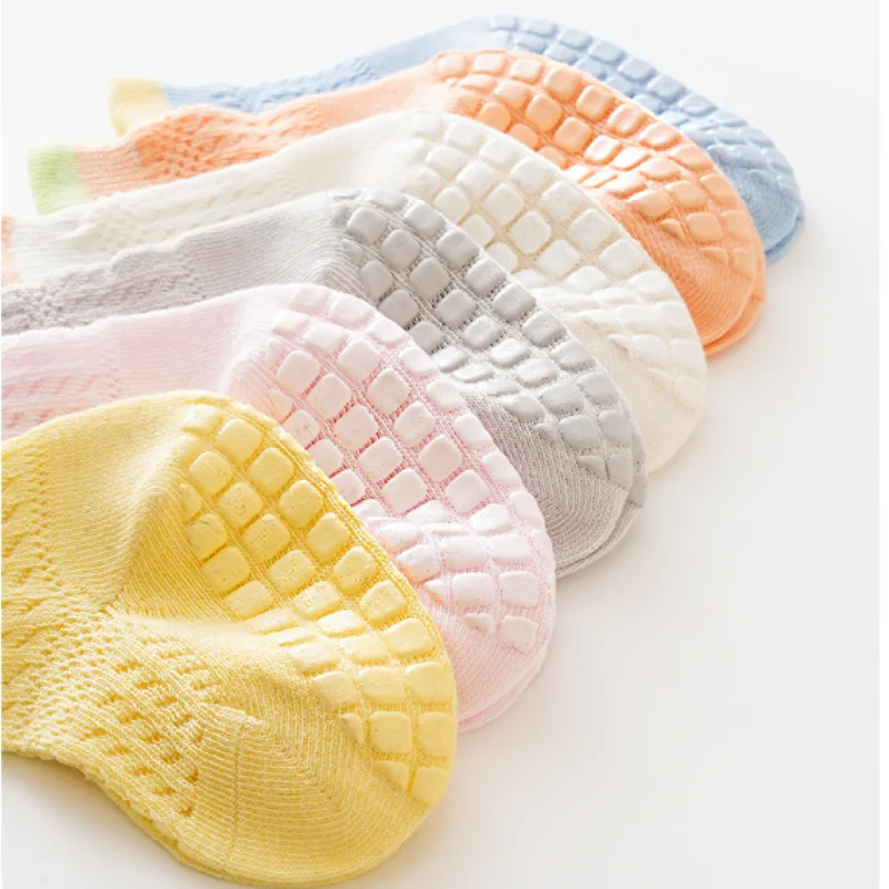 Chaussettes antidérapantes en coton et caoutchouc pour bébé, nouveauté,  mignonnes, fines, en maille, colorées, pour enfants, été, printemps -  AliExpress