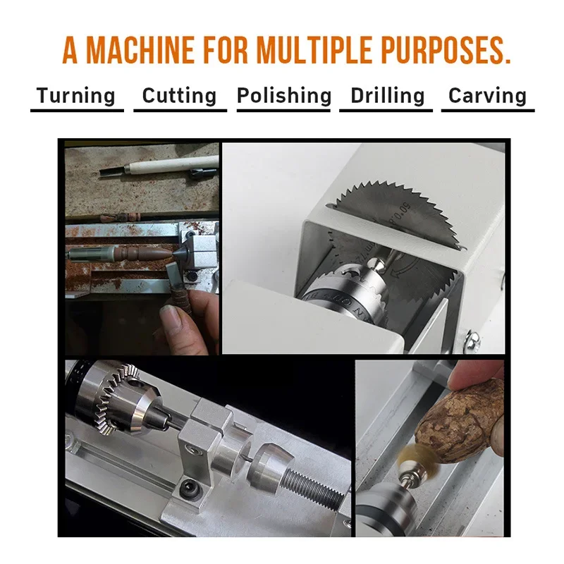 DC12-24V 96W Mini Lathe Beads Machine Woodwork DIY Miniature Grinding Polishing Tools Beads Wood Drill Carving Cutter Machine