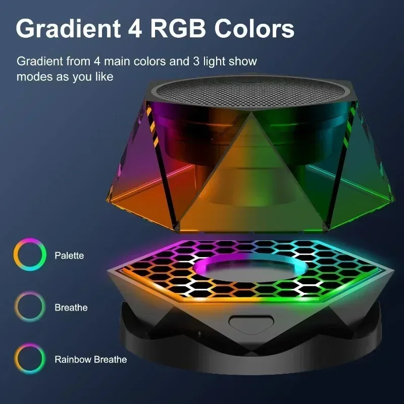 Speaker Bluetooth Wireless Diamond RGB Color Light for iPhone Android TWS Pairing Portable Magnetic Phone Stand