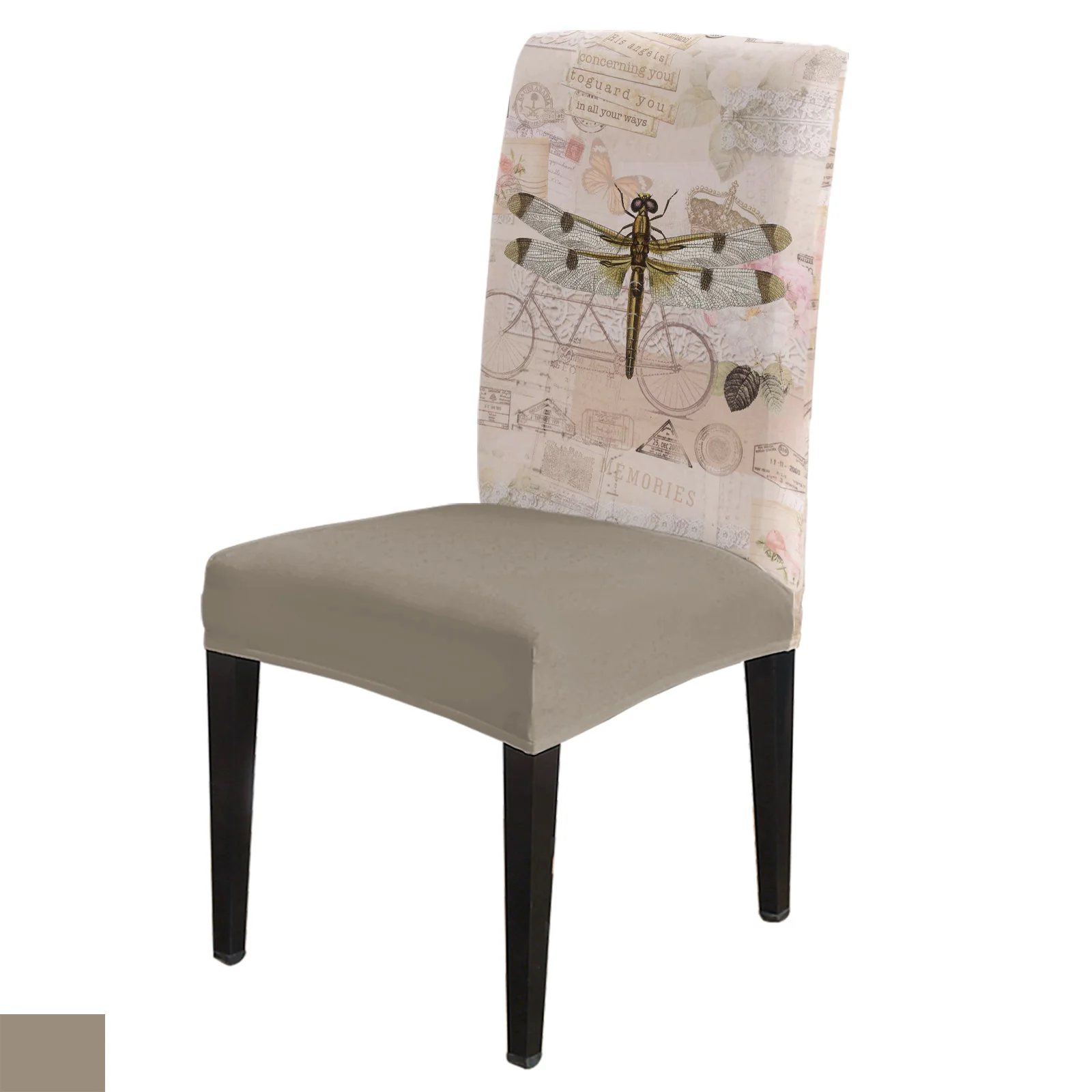 

Animal Dragonfly Retro Dining Chair Cover 4/6/8PCS Spandex Elastic Chair Slipcover Case for Wedding Hotel Banquet Dining Room