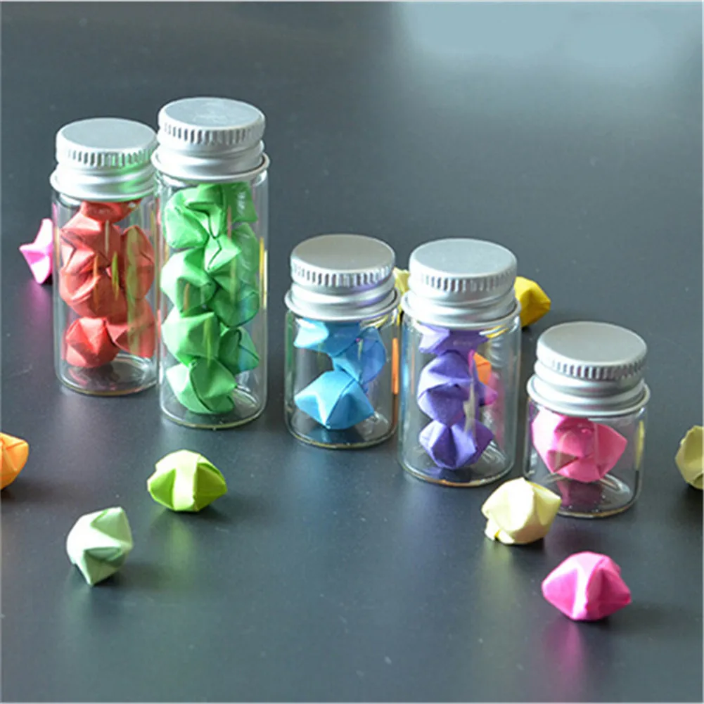 6pcs Mini Glass Bottle with Aluminum Cap 5ml 10ml 15ml 20ml 25ml 30ml Glass Test Tube Jars Message Vials Decoration Containers 3