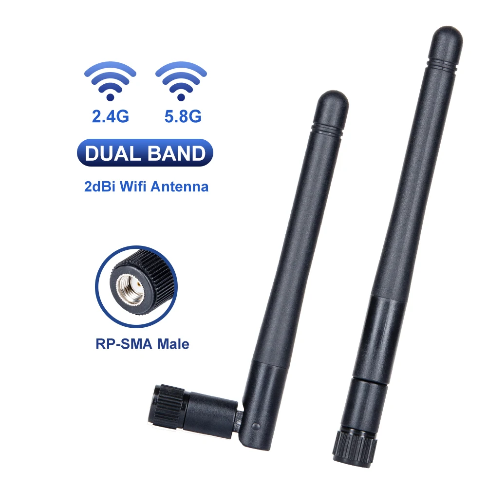 

2pcs 2.4GHz 5.8GHz Dual Band 2dBi RP-SMA WIFI Antenna for WiFi Router Wireless Network Card Drone IP Camera
