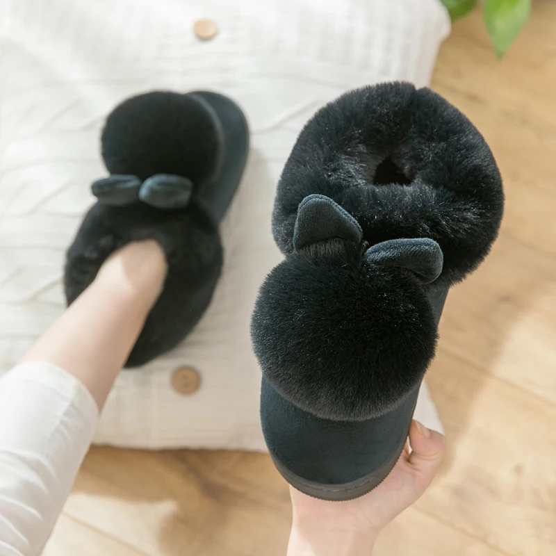 Autumn Winter Cotton Slippers Fur Rabbit Home Warm Thick Bottom Indoor Women Slippers Cute Fluffy Cat women slippers cotton slippers warm slippers