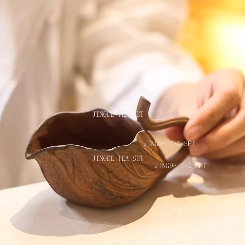Rough Pottery Fair Cup Retro Lotus Seed Tea Divider Chinese Ceramic Kung Fu Tea Set Household Lotus Leaf Tea Horizontal Cup