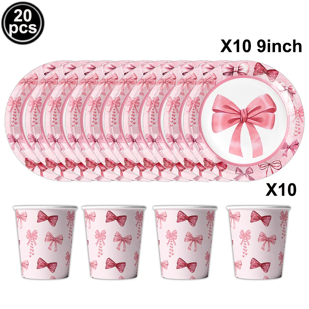 Pink Bow Theme Disposable Paper Napkins - 20pcs for Birthdays, Baby Showers, and Weddings