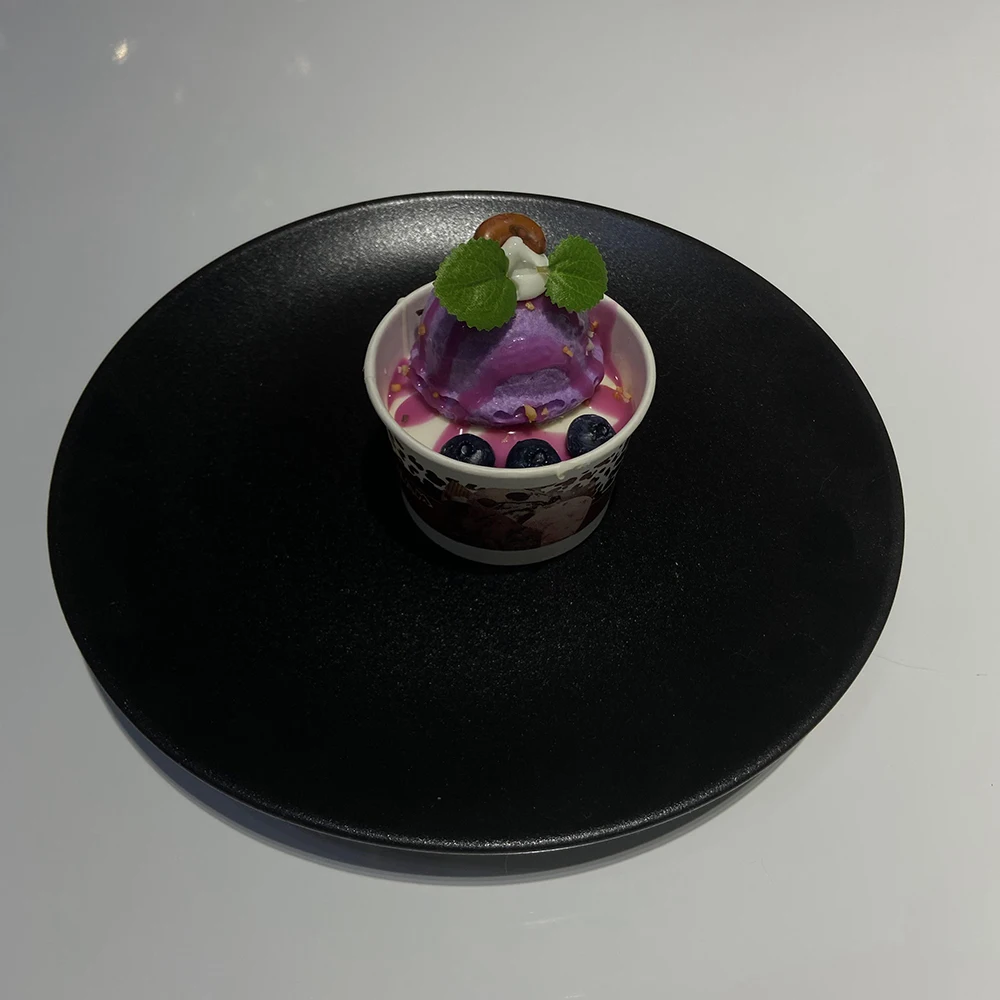

Wedding Tableware Decoration Round Black Reef Glass Charger Golden Plates For Party Events