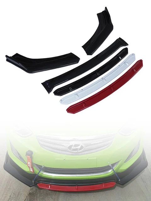 KEEPDSGN 4PCS Universal Car Front Bumper Lip Body Kit Splitter Spoiler  Diffuser Protector - Carbon Fibre,Red Tongue