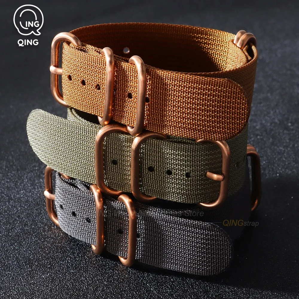 Rose Gold Buckle Woven Nylon Canvas Watch Band Strap Bracelet Accessories