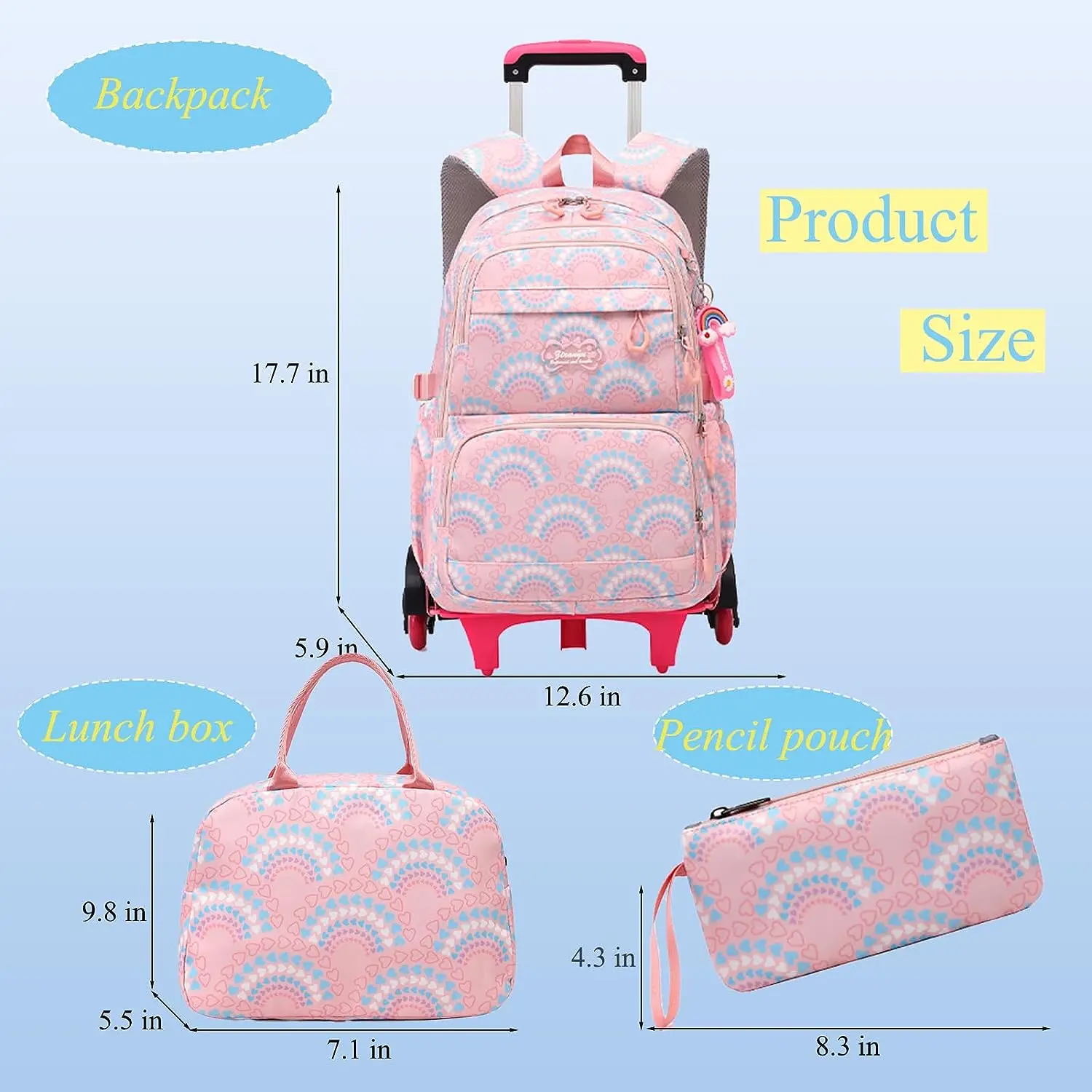 Rolling School Bags for Girls Backpack Children Waterproof School Backpacks with Wheels Middle School Trolley Luggage Back Pack 5