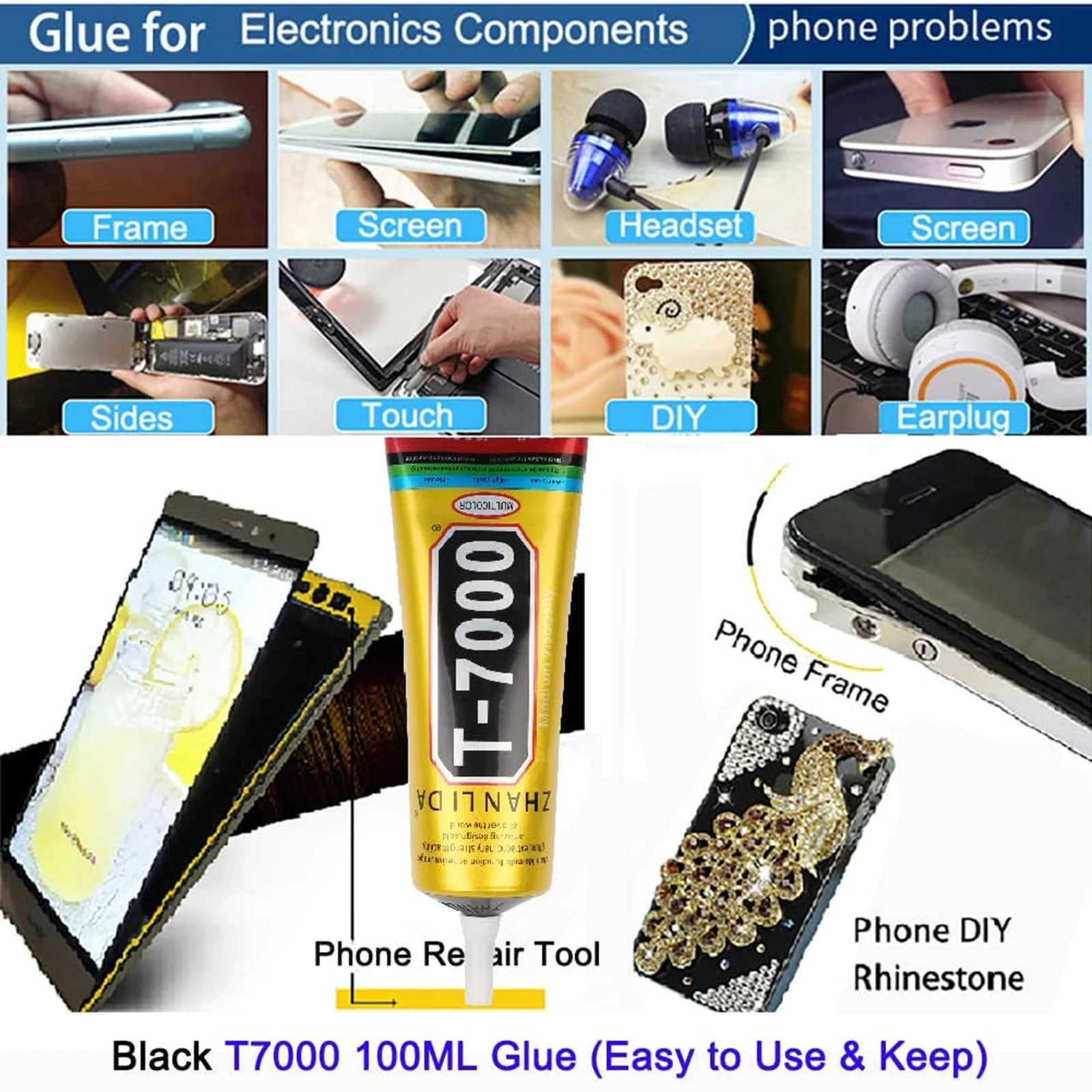 110mL T7000 LCD Screen Black Glue Multifunction Universal DIY Adhesive Glue 5