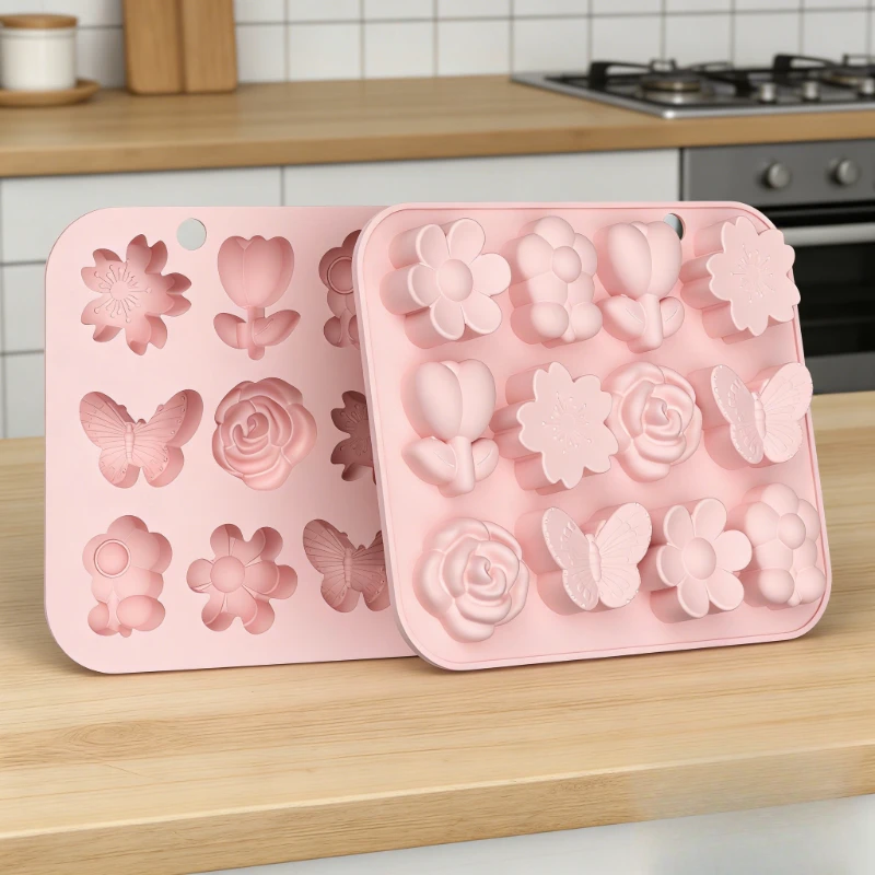 Silicone Non-Stick Flower Baking Tray for DIY Cakes and Muffins