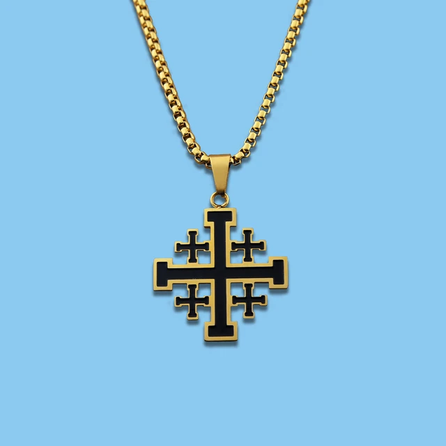 White Gold Jerusalem Cross Pendant, Made in USA - Walmart.com