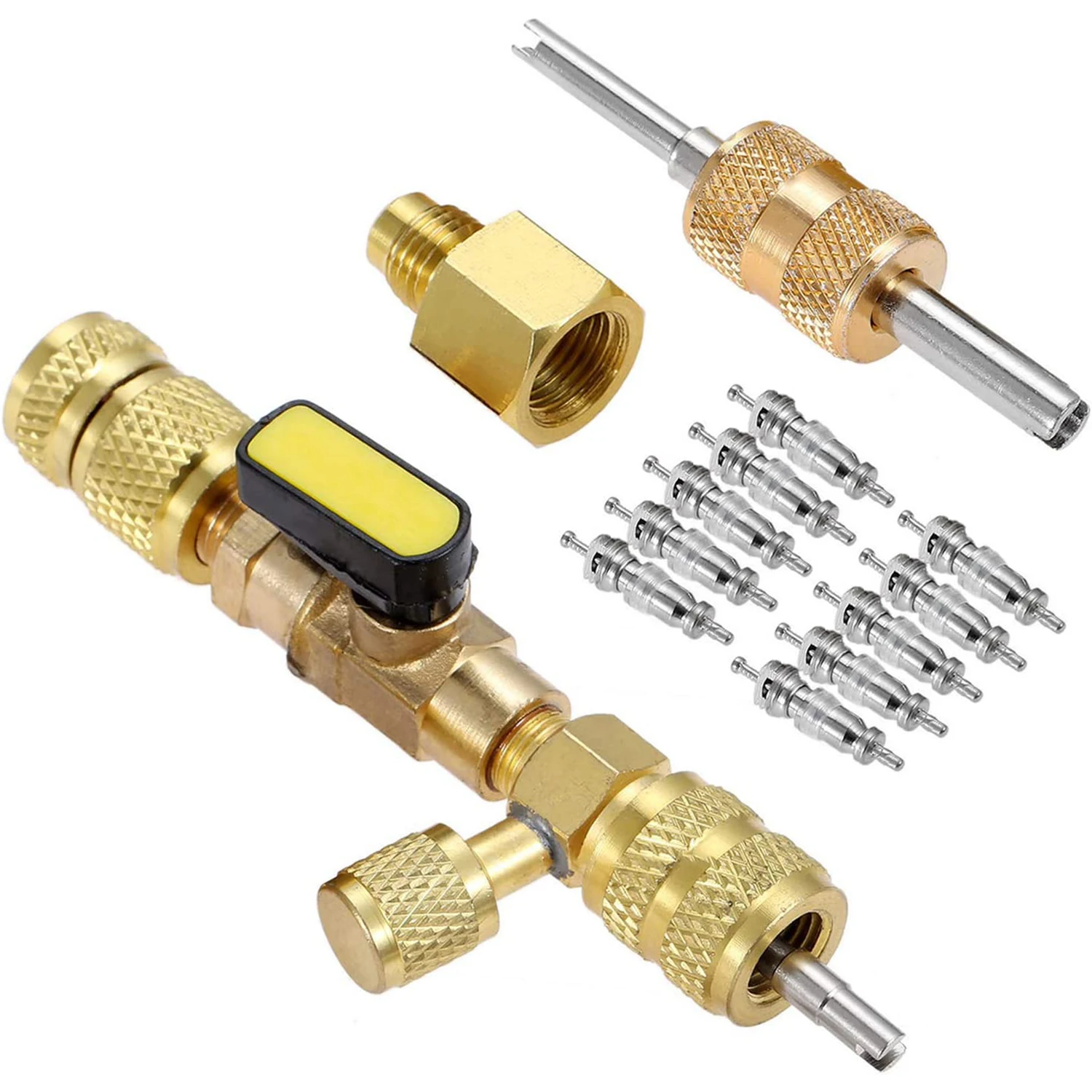 R410A R22 Valve Core Remover Installer Tool with 10PCS 5v1 Valve Cores