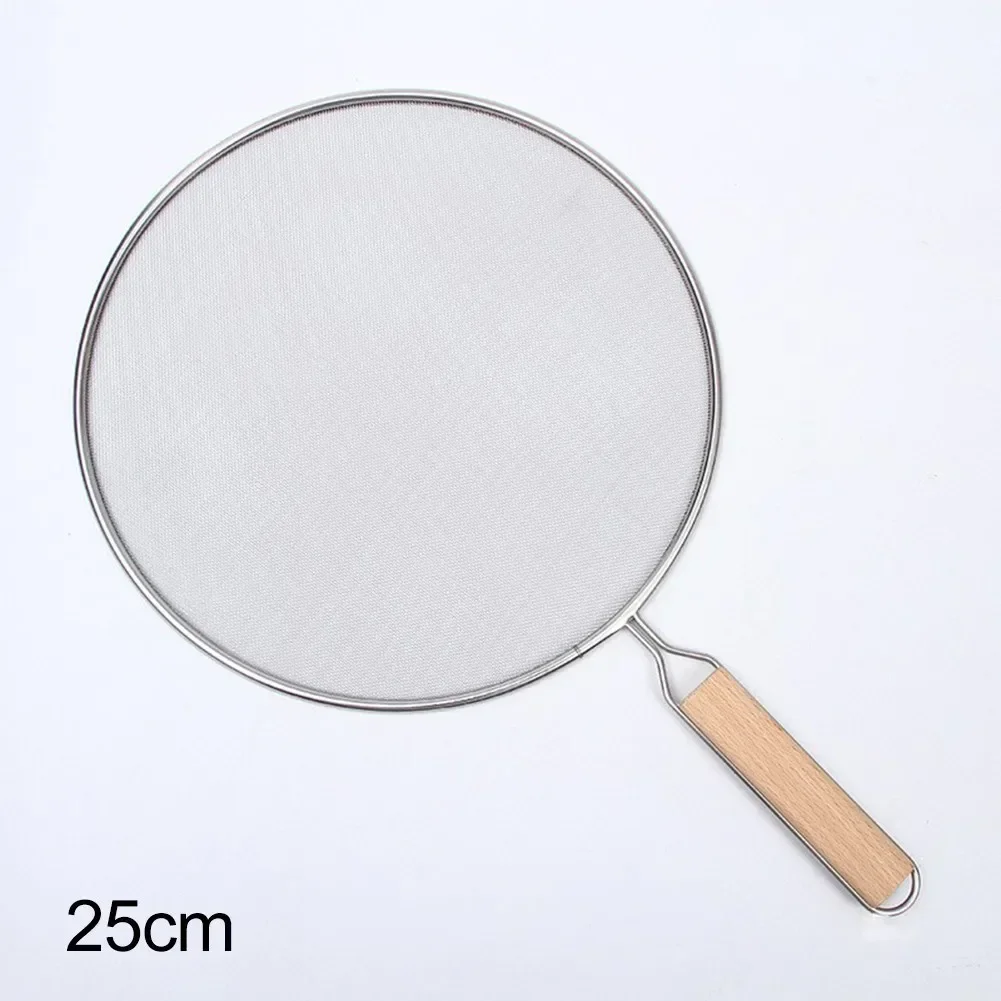 21-33CM Stainless Steel Oil Splatter Screen Frying Pan Mesh Guard Kitchen Cooking Tools Multi-purpose Filter Net Wood Handle kitchen splatter screen,kitchen splash guard