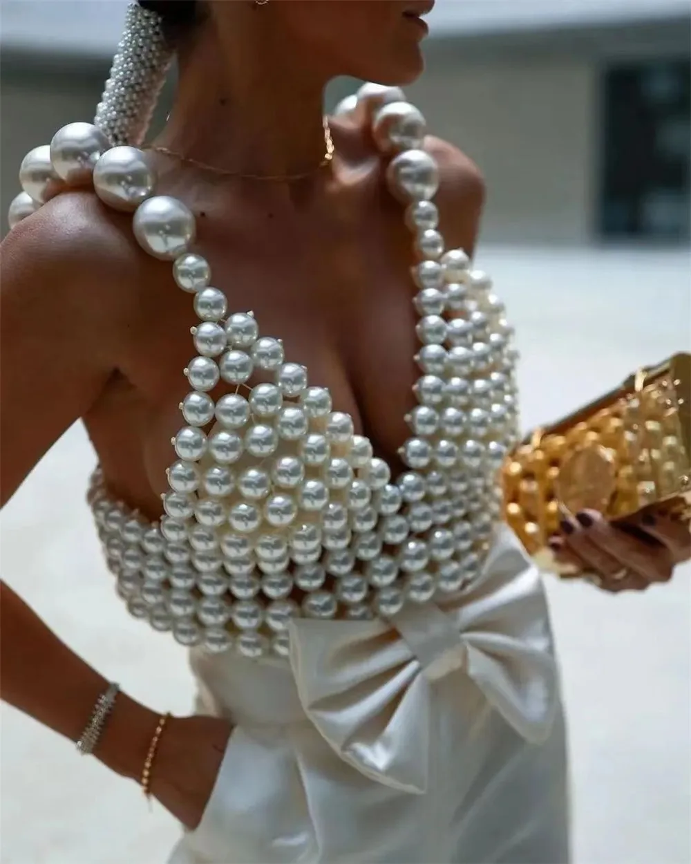 

2023 Hot hot fashion pearl camisole girl