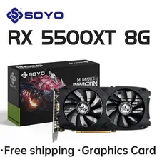  SOYO RX5500XT Gaming Graphics Cards AMD Radeon RX 5500XT 8GB GDDR6 128Bit PCIE4.0 X8 Video Card For Desktop PC GPU New 