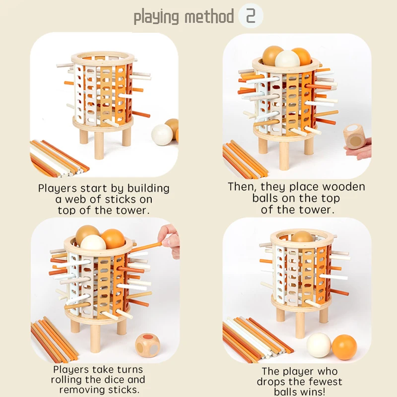 Kids Balance Tower Pick Up Wooden Sticks Social Board Game Logic Thinking Challenge Brain Game Math Count Intellectual Toy Gift 4