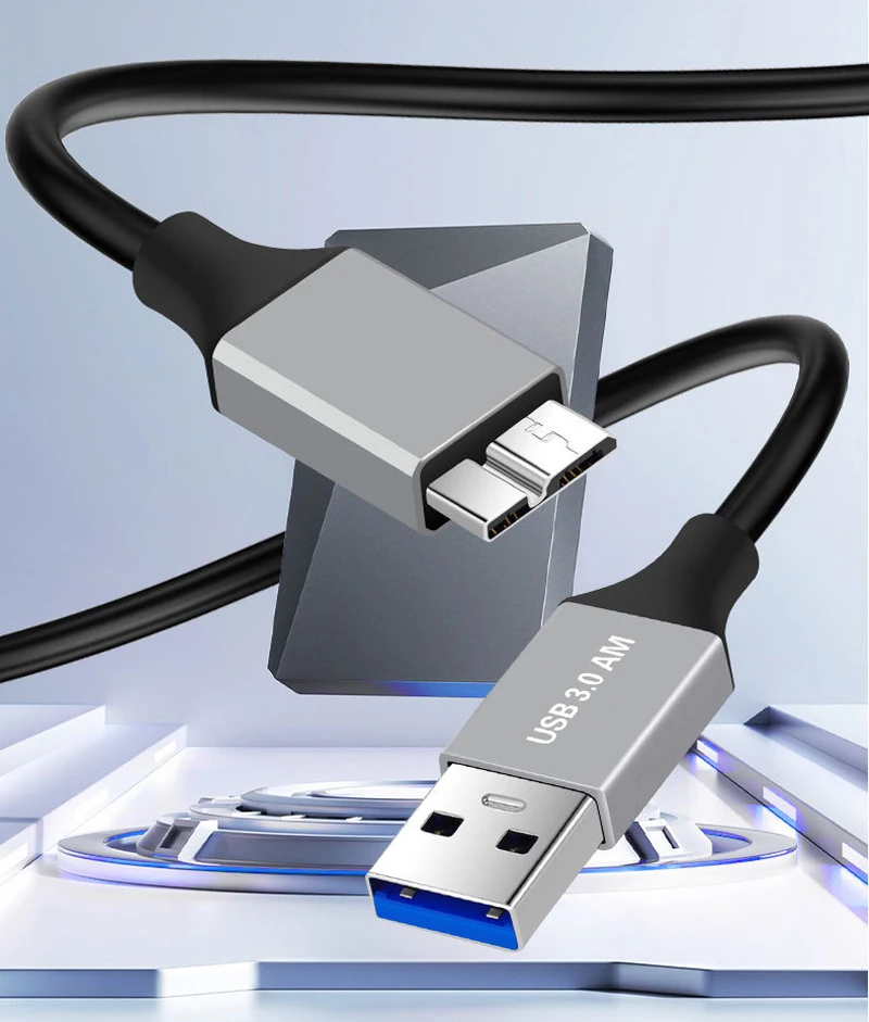 0.5m/1m/2m USB 3.0 타입 A - 마이크로 B 케이블 5Gbps 2A 고속 데이터 동기화 코드 케이블 어댑터 (외장 하드 드라이브 디스크 HDD 하드 케이블용)