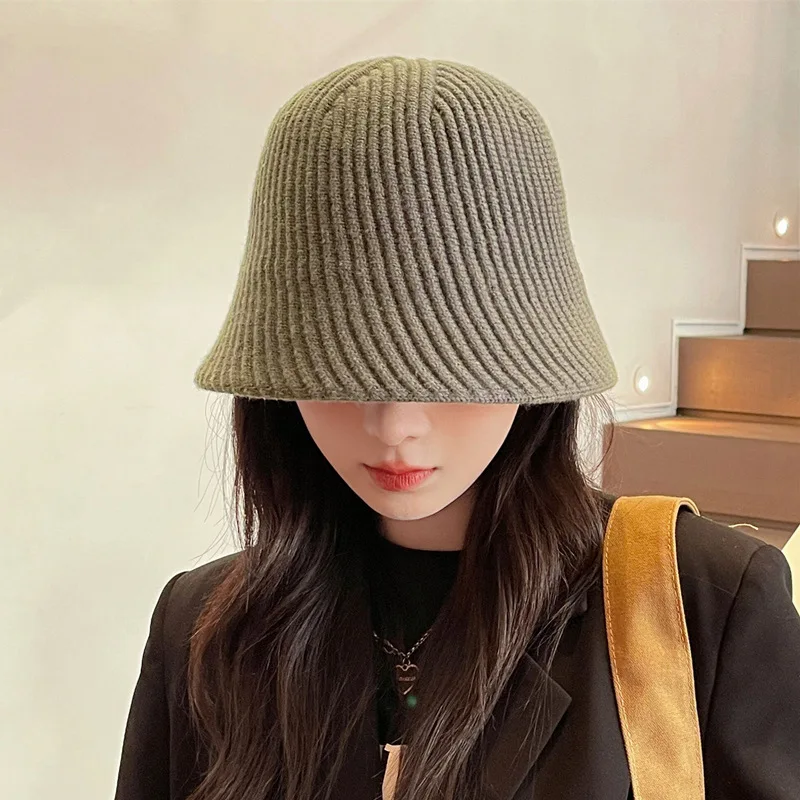 2022 New  Ladies Harajuku Bucket Hat Solid Men Fishing Fisherman Hat Autumn Winter Lamb Wool Outdoor Warm Panama Cap for Women