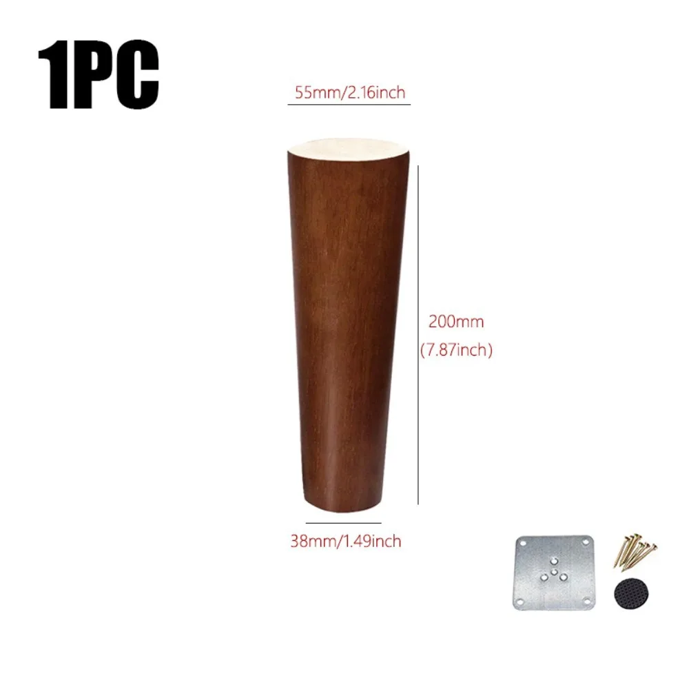Stylish Solid Wood Conical Furniture Legs with Iron Plate