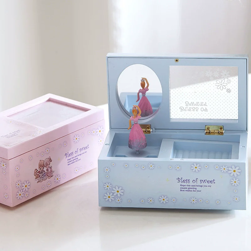Rotating Dancer Music Boxes Multifunction Jewelry Box Storage Case Clockwork Box Ornament