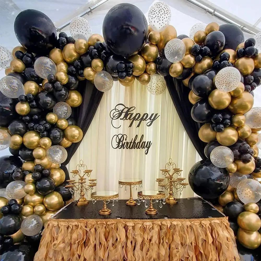 

115pcs Gold Latex Black Polka Dot Balloons Arch Garland Kit Chrome Metallic Wedding Baby Shower Birthday Decors Supplies