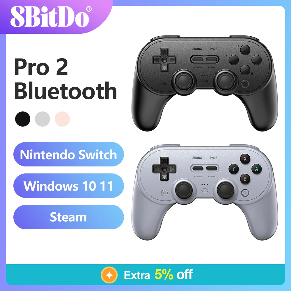 8Bitdo Pro 2 Controller Gamepad Bluetooth Con Joystick Per Nintendo Switch, Pc, Macos, Android, Steam Deck E Raspberry Pi