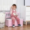 Kids 2-in-1 Wooden Toy Storage Box Seat Bench Storage Chest w/ Pneumatic Rod 2