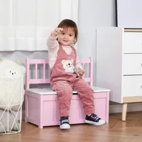 Kids 2-in-1 Wooden Toy Storage Box Seat Bench Storage Chest w/ Pneumatic Rod 2