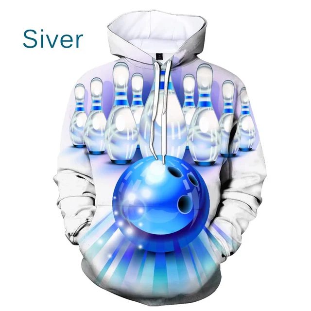 New fashion unisex hoodies d printed the bowling ball casual tops hoodies for men