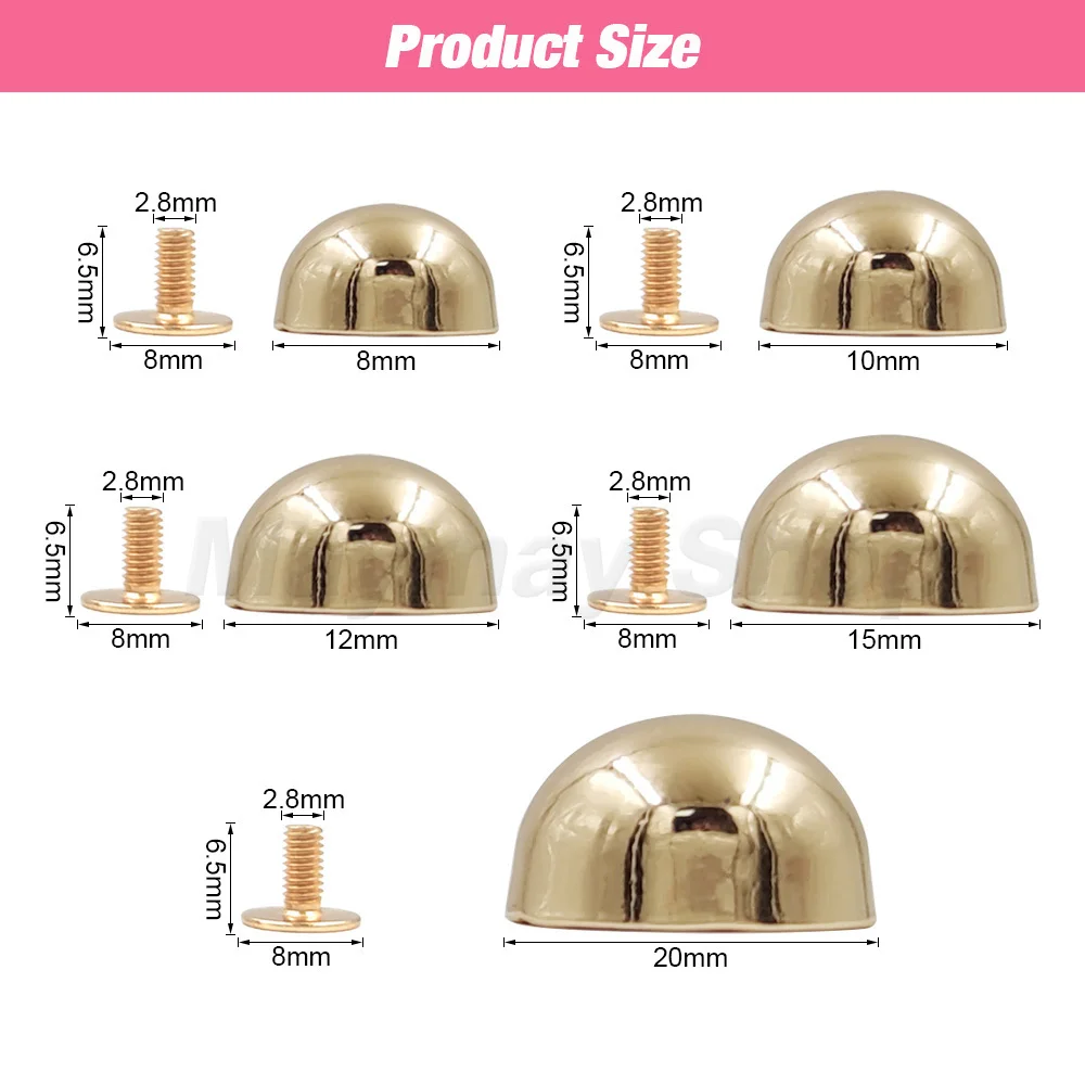 Metal Dome Rivets 10sets 8/10/12/15/20mm Metal Dome Rivet Screw Spike Studs For DIY Clothes