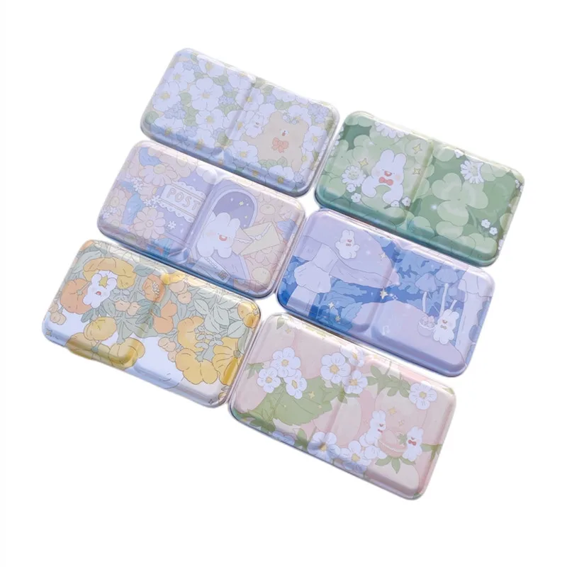 Paint Tray Color Palette Watercolor Palette New Empty Watercolor Palette Tin Box Paint Storage Paint Tray Cartoon Rabbit Pattern Aquarela Painting Art Supplies