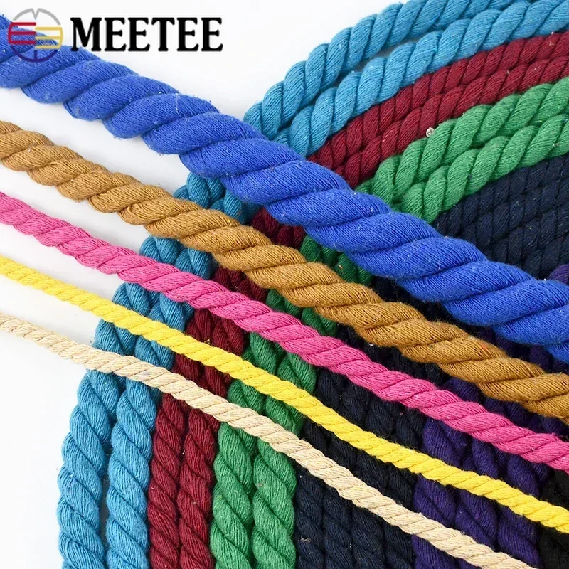 Cotton Rope 5Meters 5-20mm Colored 3 Shares Twisted For DIY Decoration